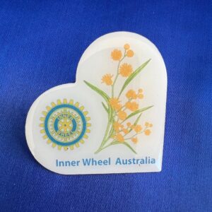 Brooch Wattle Heart Inner Wheel Logo