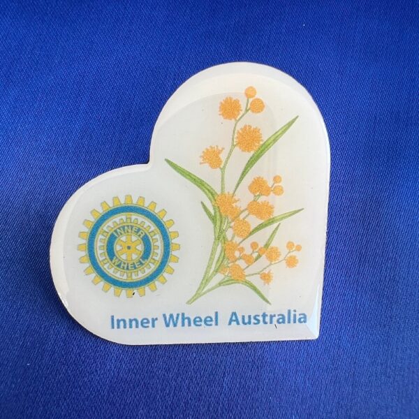 Brooch Wattle Heart Inner Wheel Logo